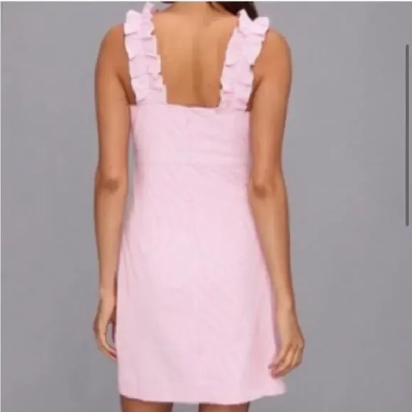 Lilly Pulitzer Phoebe Pink Stripe Ruffle Dress Size 10  TOO SHORT for me. - Picture 2 of 12